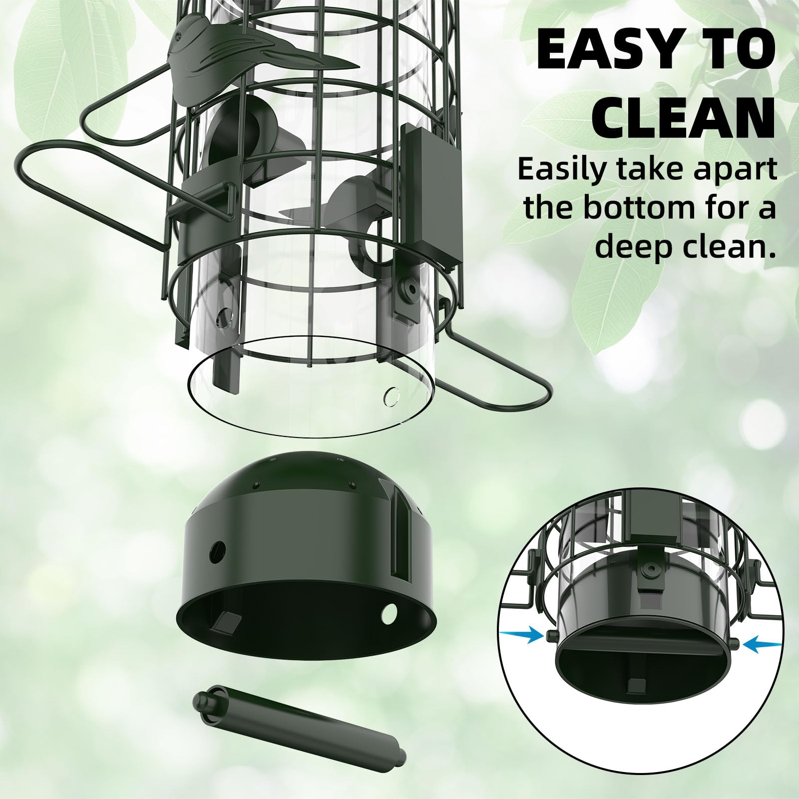 Niser bird feeder showing large capacity