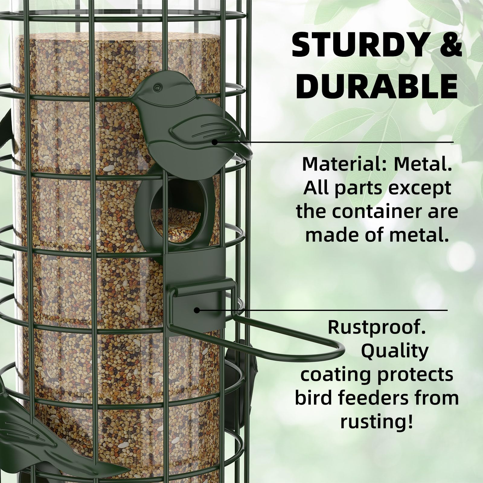 Niser Squirrel Proof Bird Feeder with finches feeding