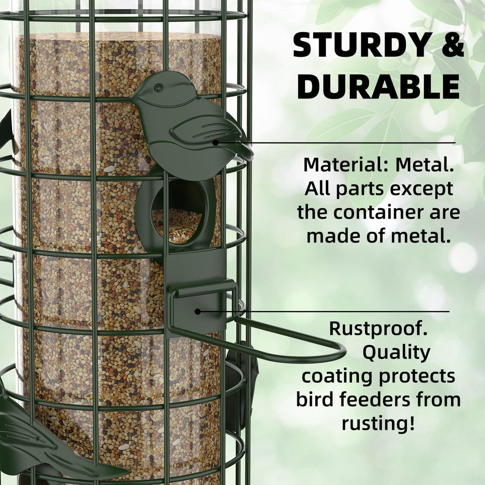Niser Squirrel Proof Bird Feeder with finches feeding
