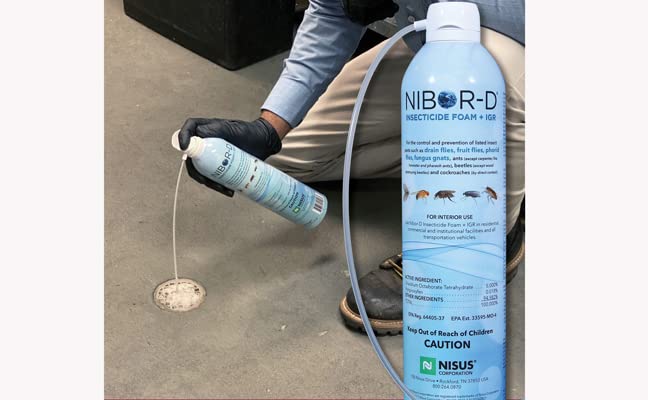 Nisus Nibor-D Insecticide Foam can side view showing nozzle