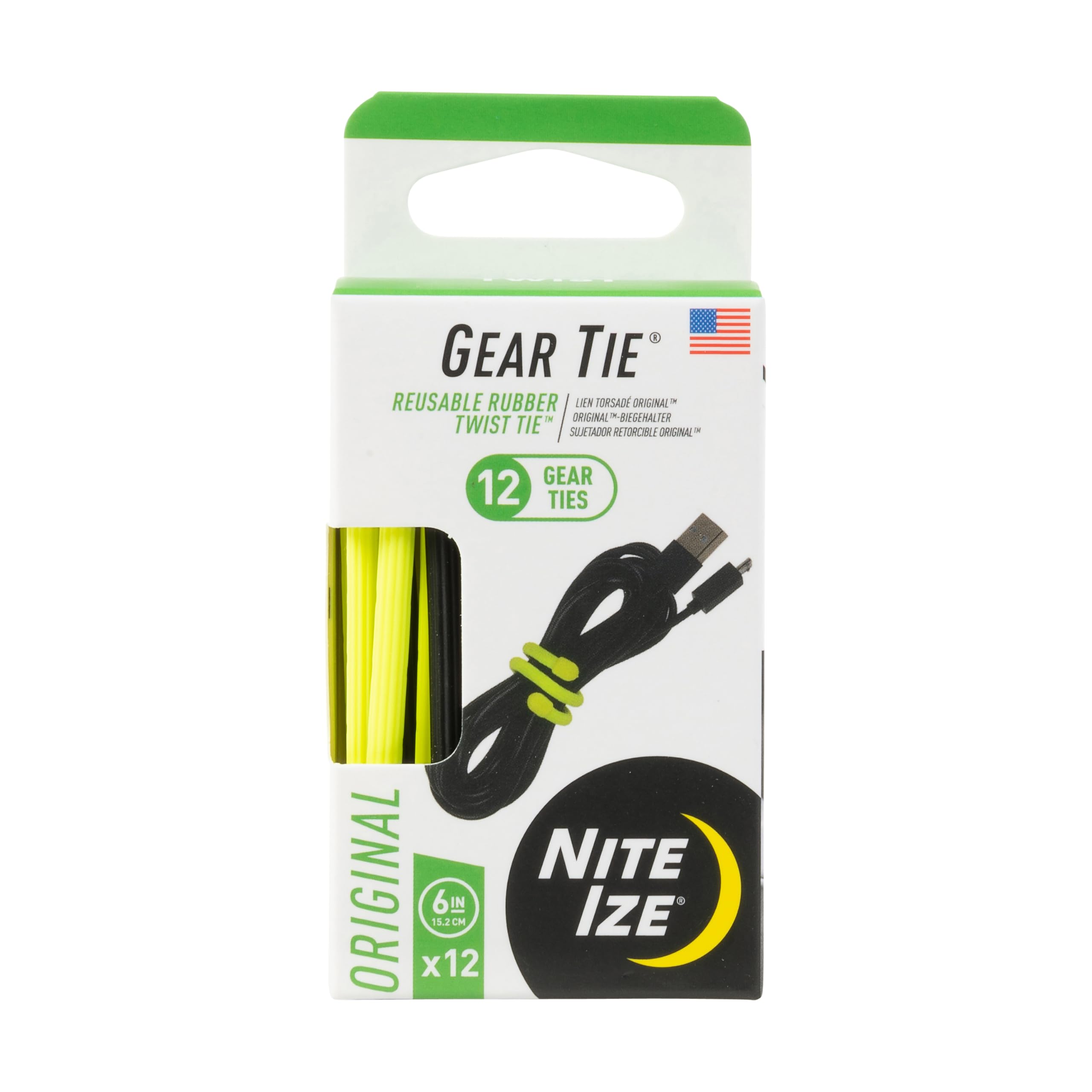 Nite Ize Original Gear Tie 6-Inch reusable twist tie pack front view