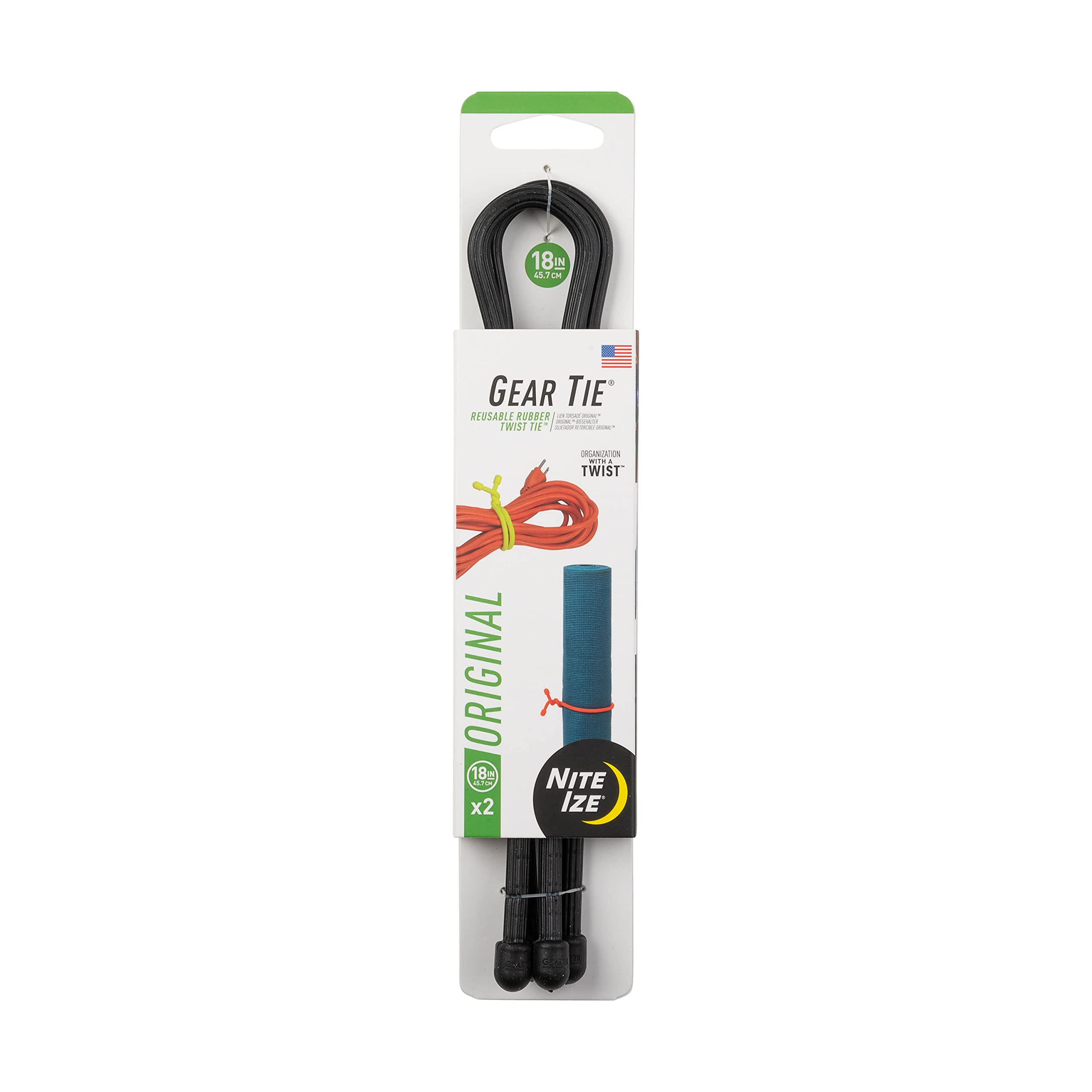 Nite Ize twist tie packaging showing 2 count