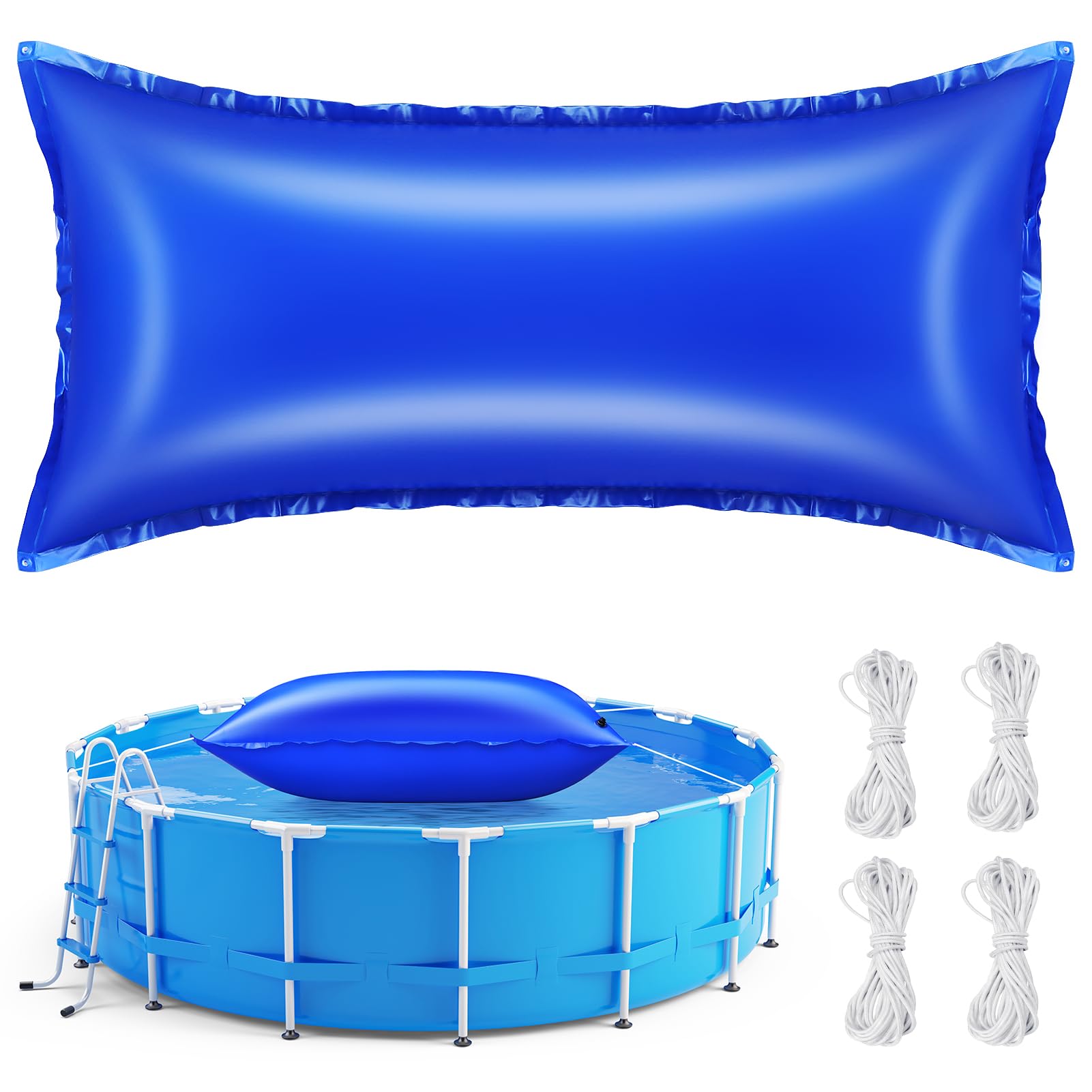 Niuyhe 4x8 ft pool pillow inflated with tether ropes