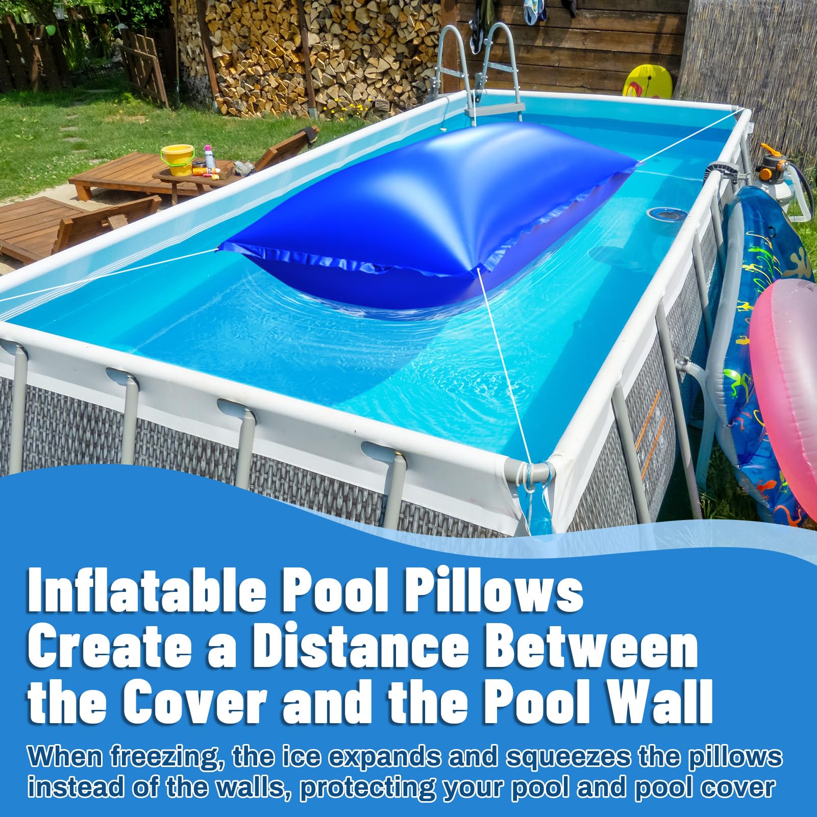 Niuyhe pool pillow in a large above-ground pool