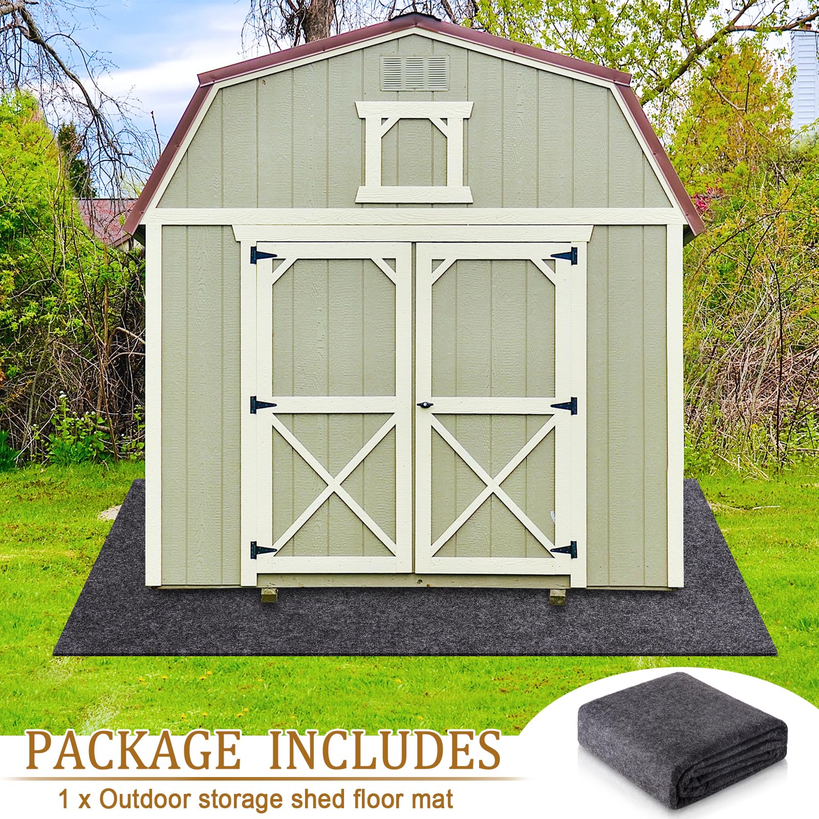 Niuyhe Storage Shed Floor Mat 10.2x8.2ft in a carport setting