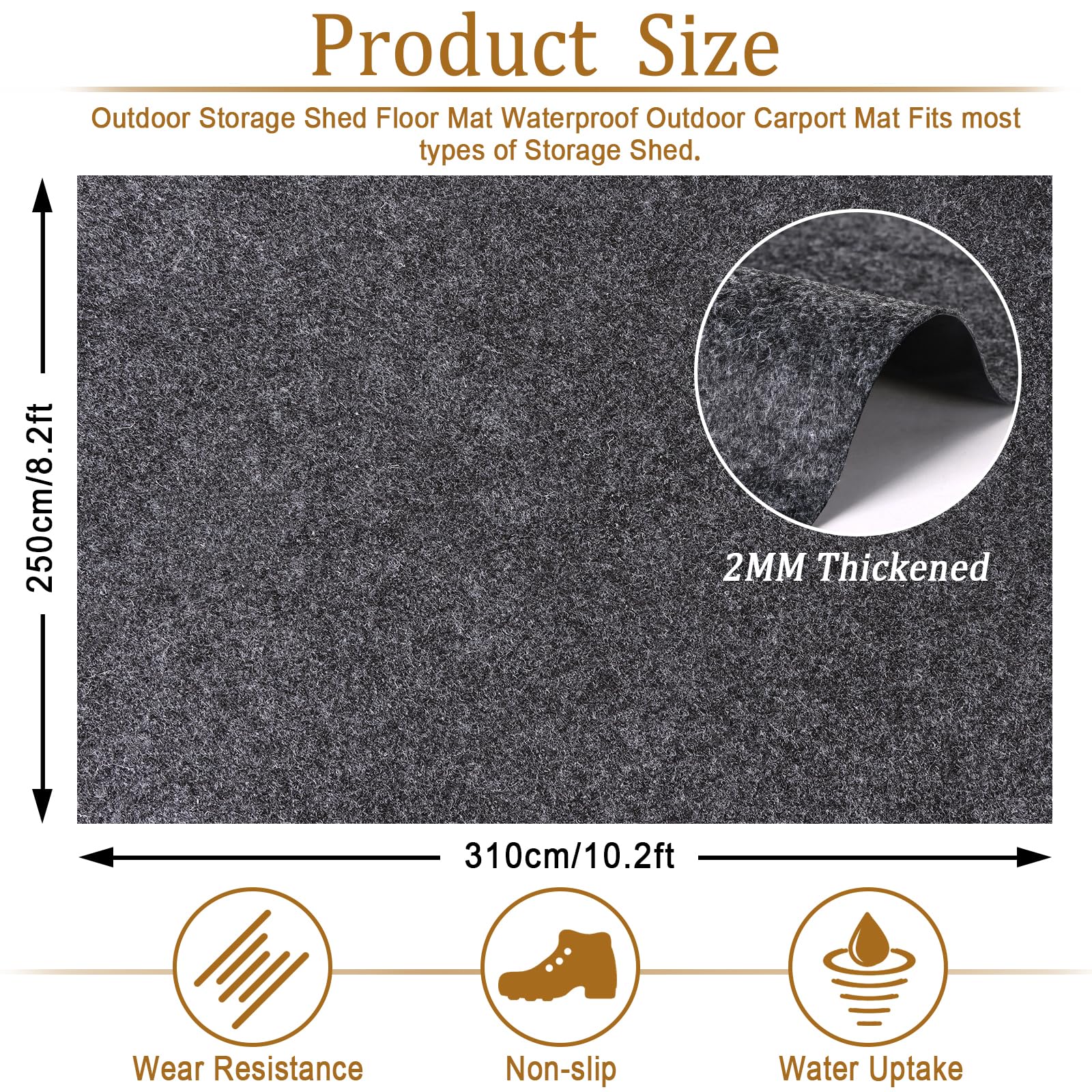 Niuyhe Storage Shed Floor Mat 10.2x8.2ft waterproof backing close-up