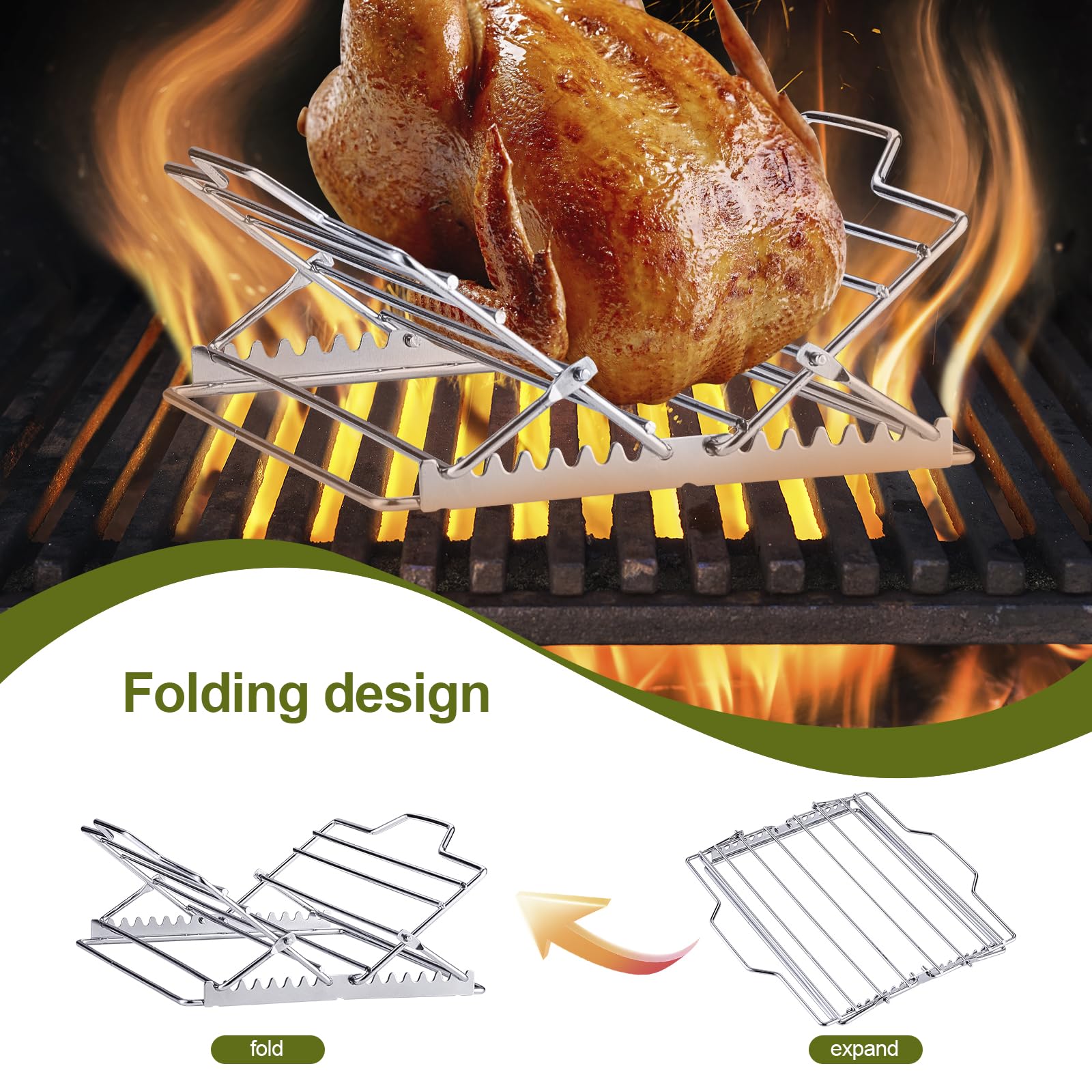NLOYCOR Roasting Rack with dimensions displayed on a table