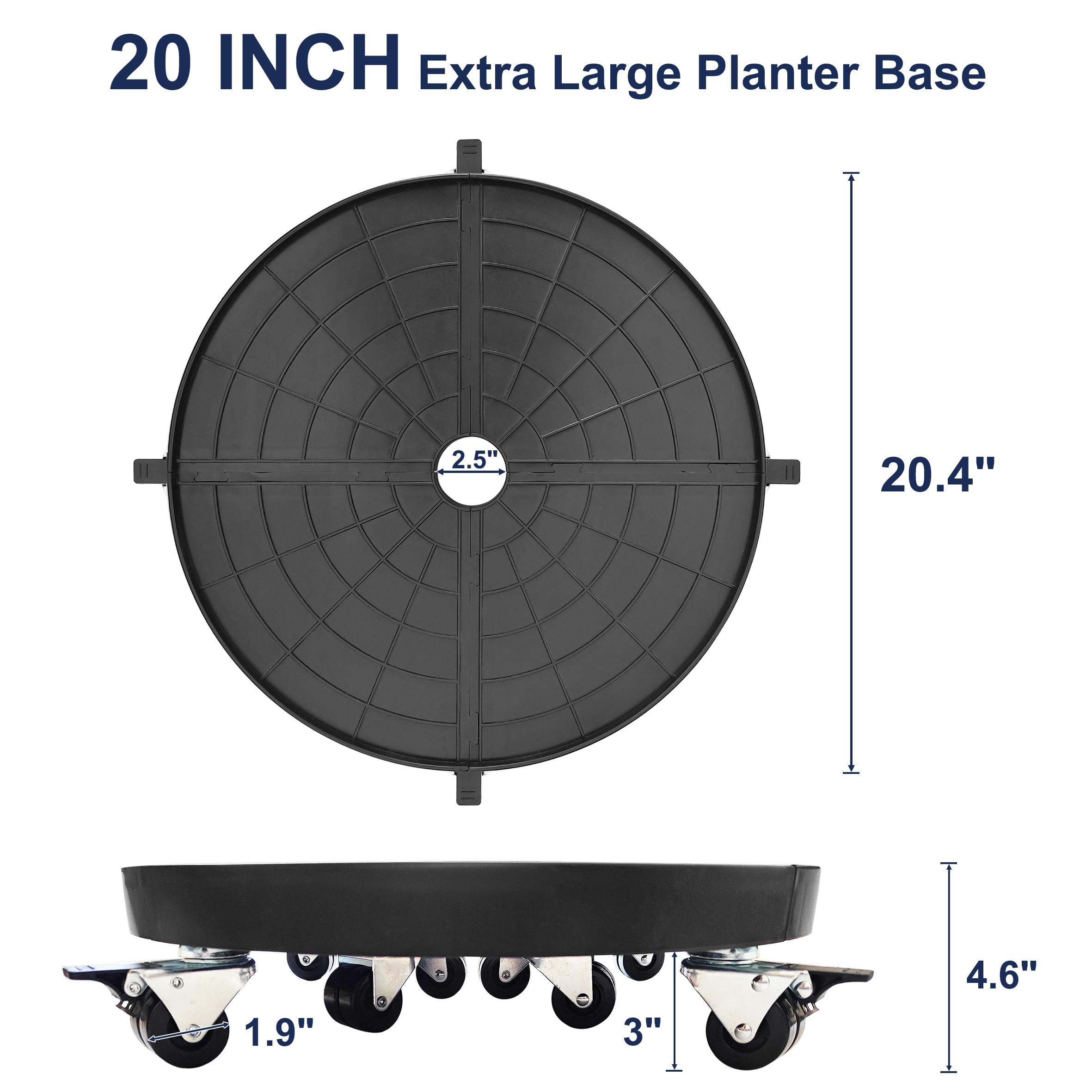 NOAMOO Plant Caddy with a 20-inch planter on top