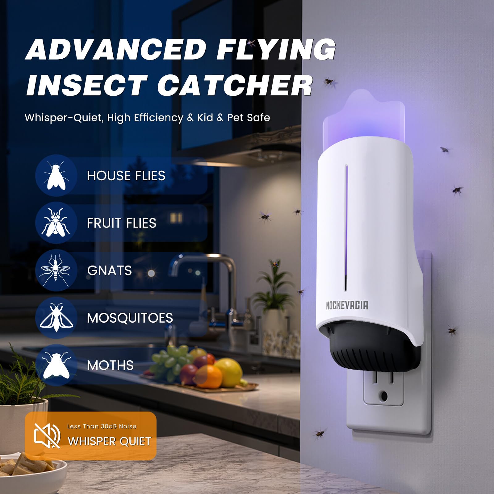 NocheVacia Plug-in Insect Trap in a living room setting