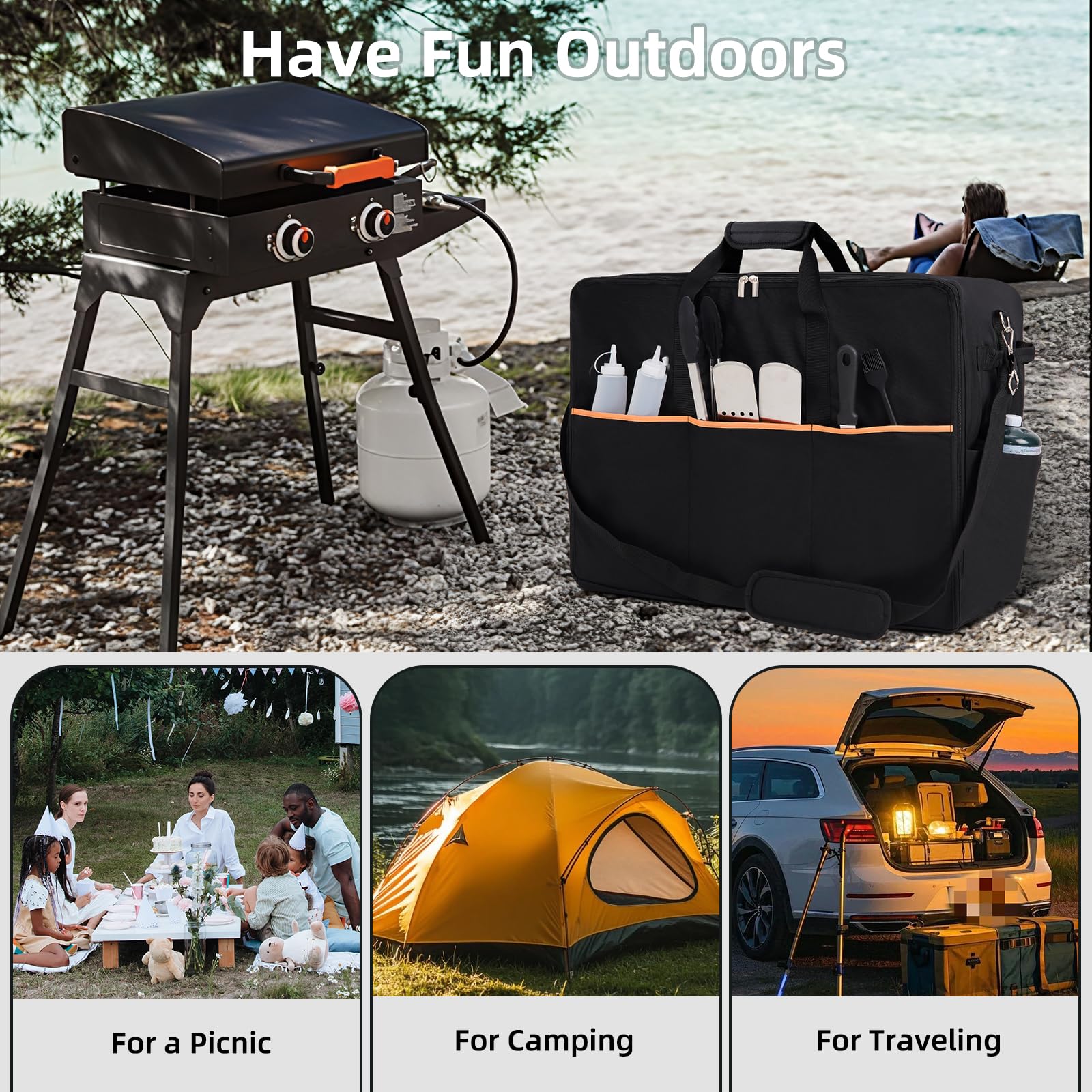 NOELIFE Grill Carry Bag in outdoor setting