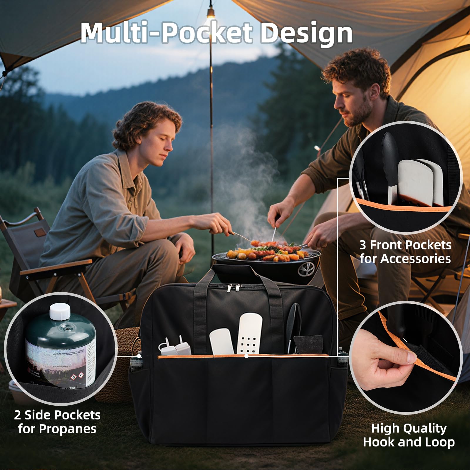 NOELIFE Grill Carry Bag with BBQ tools in pockets