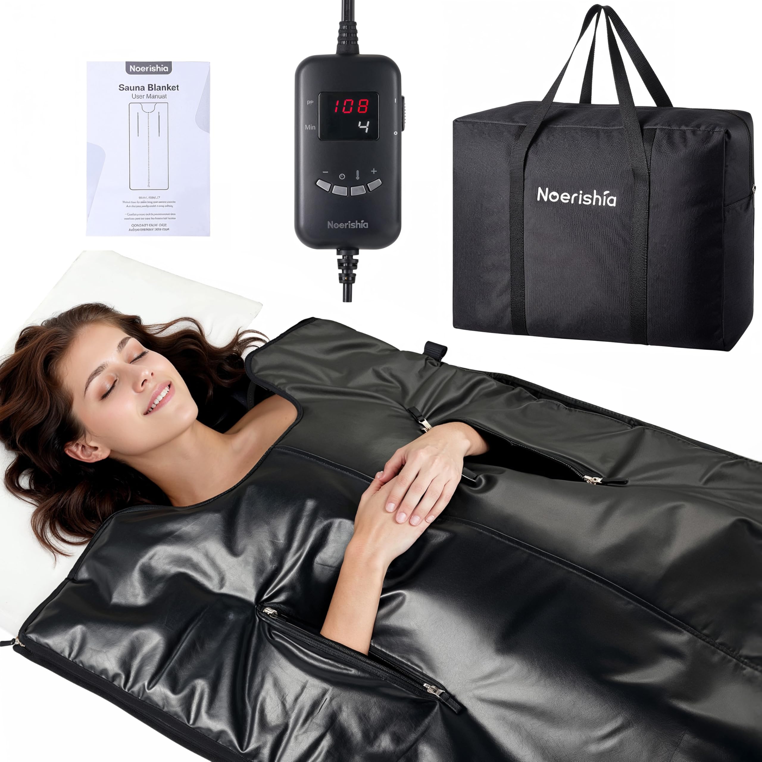 noerishia Infrared Sauna Blanket black model front view