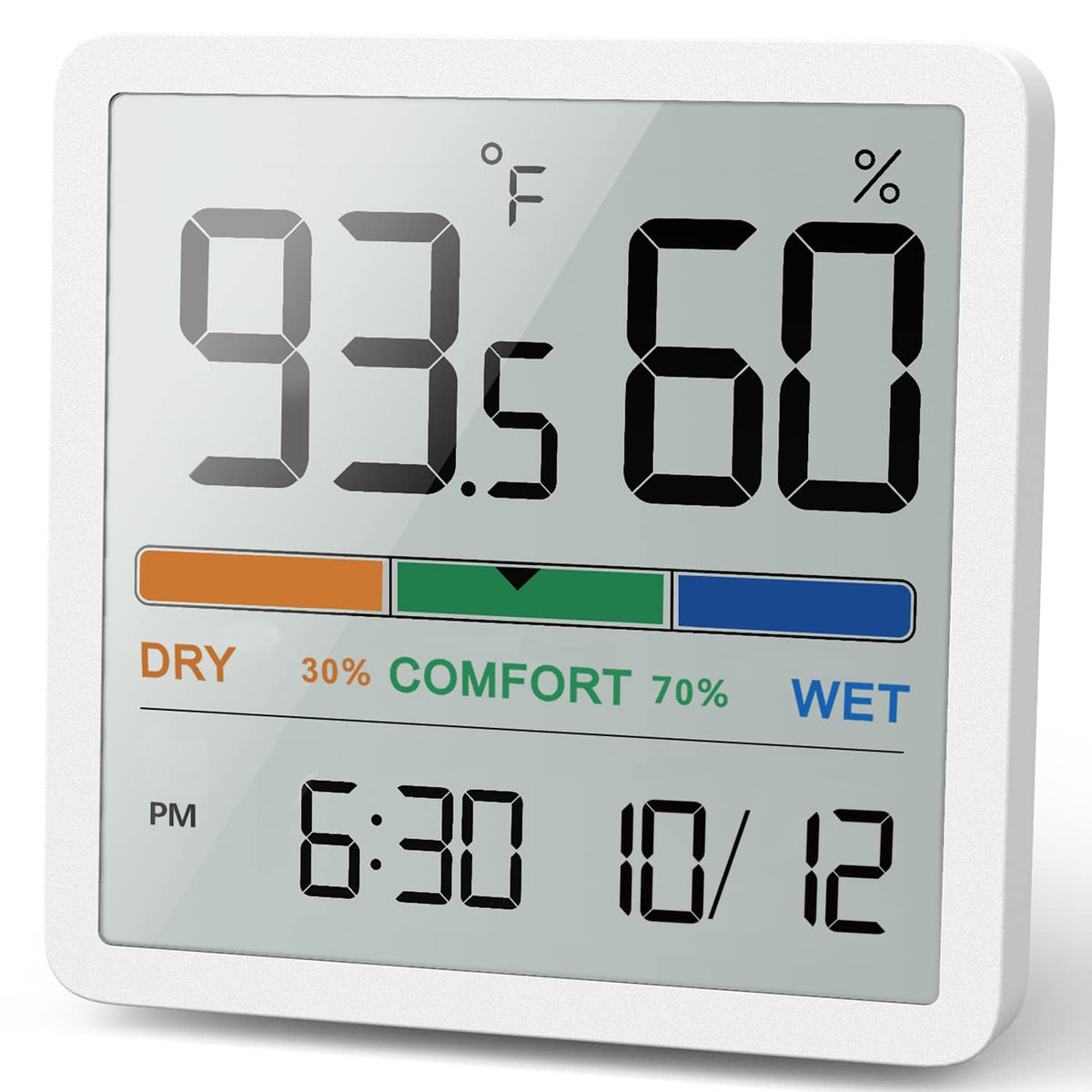 NOKLEAD Digital Hygrometer Indoor Thermometer front view white