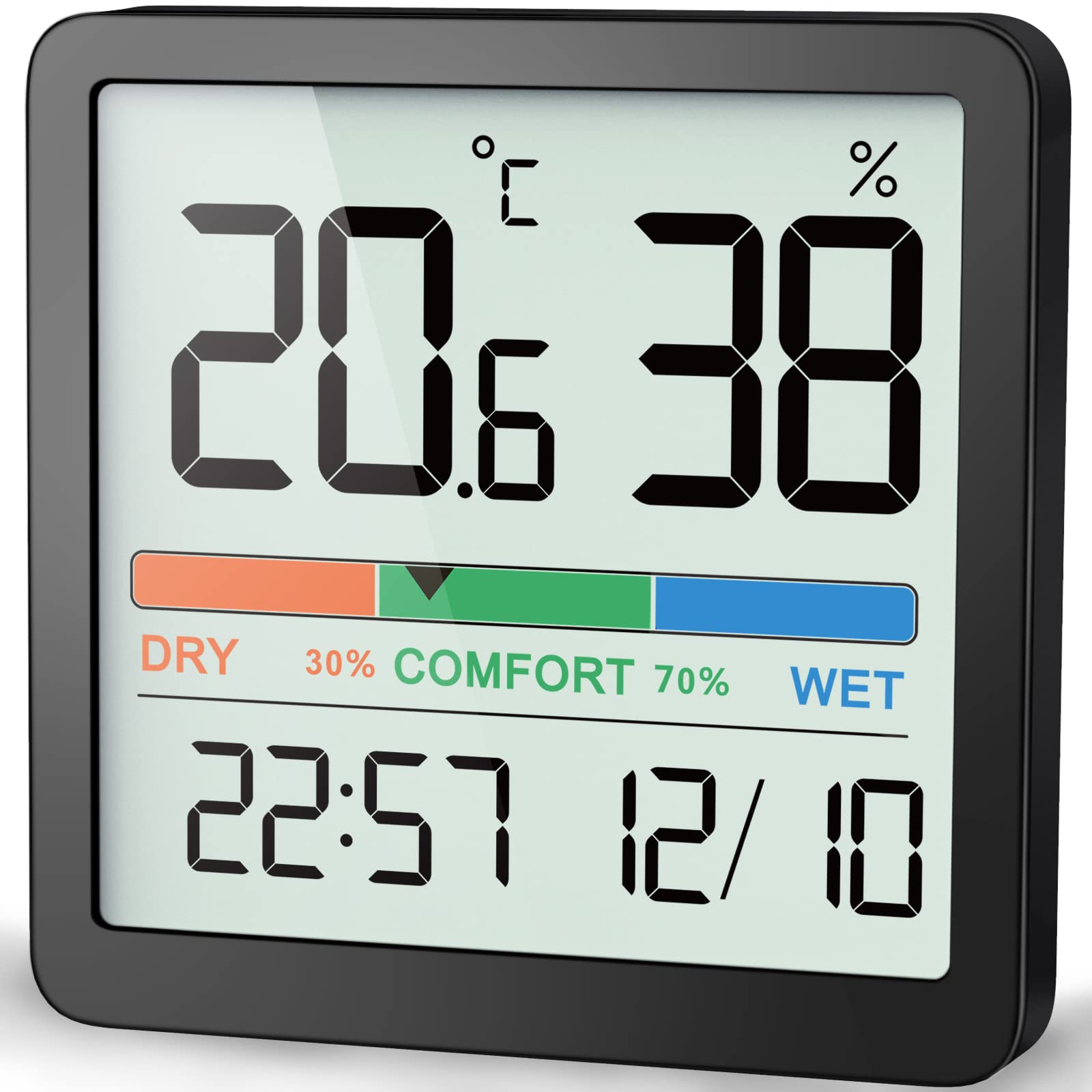 NOKLEAD Digital Hygrometer Indoor Thermometer front view with LCD display