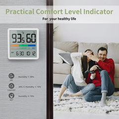 NOKLEAD Hygrometer with built-in clock and calendar display