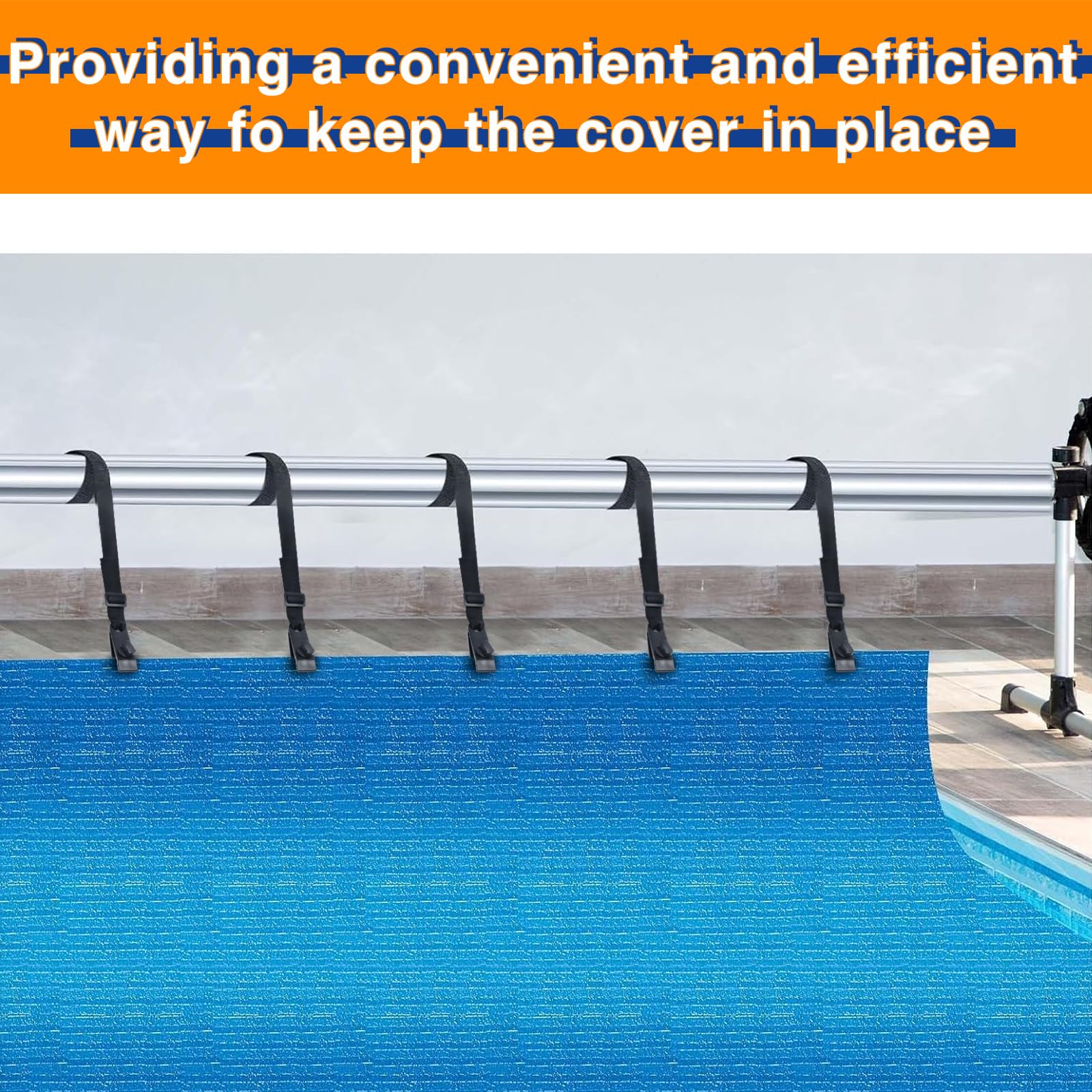 Nollapo solar cover reel attachment kit showing adjustable straps