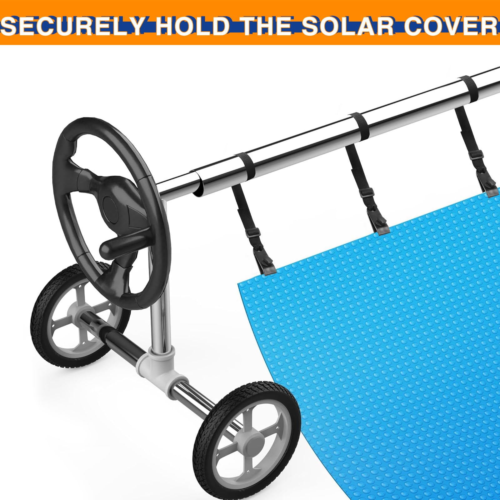Nollapo solar cover reel attachment kit with all parts laid out