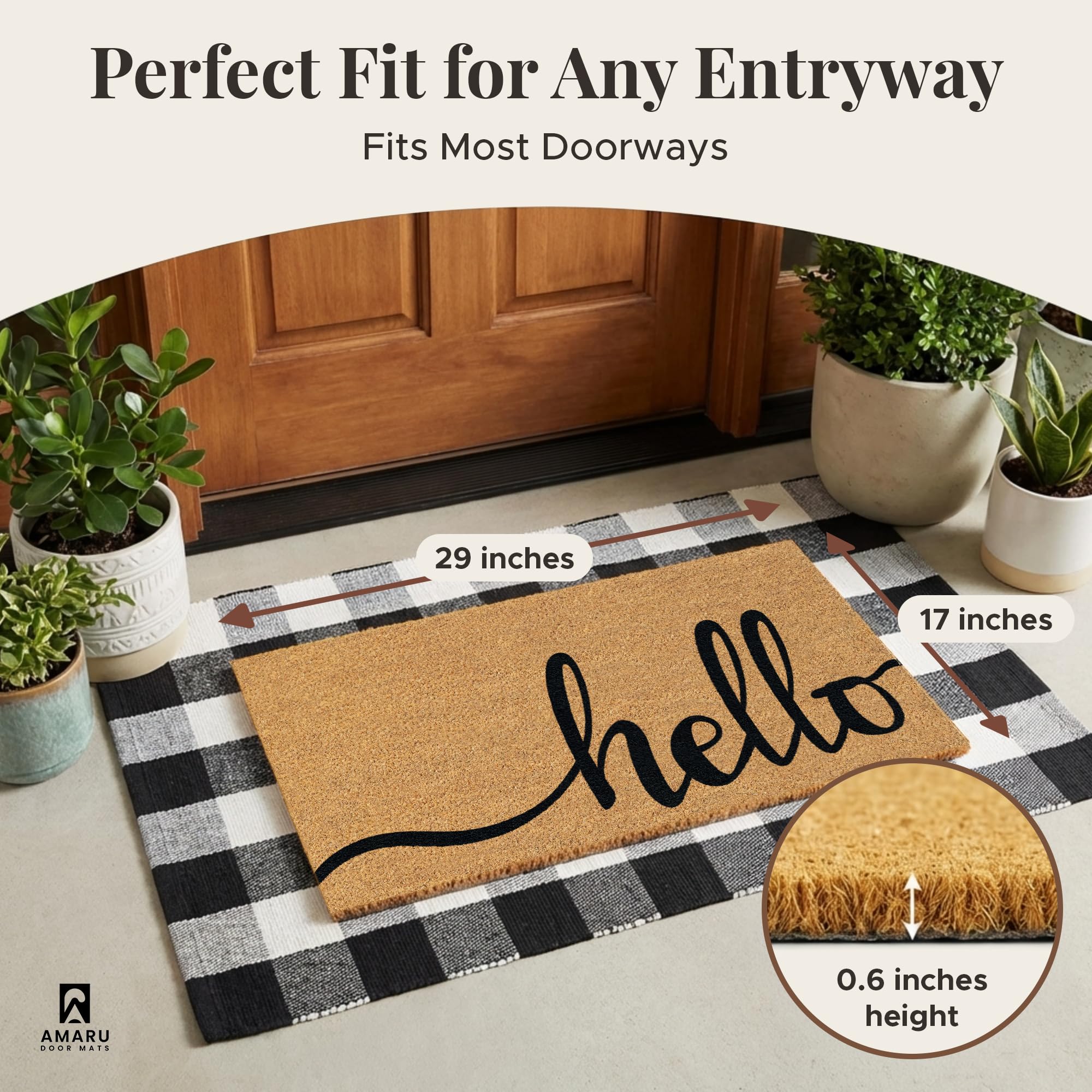 Non-slip backing of AMARU Coir Welcome Mat