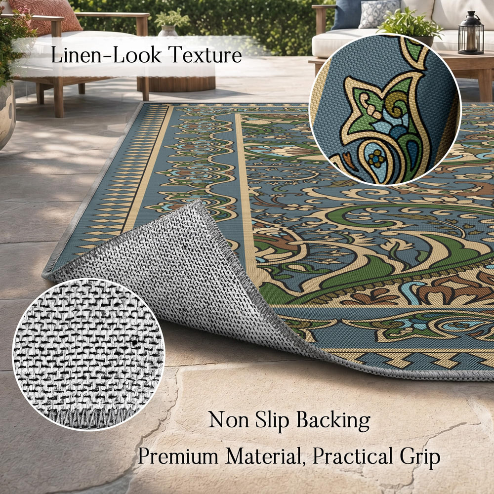 Non-slip backing of Arenarug Paisley Outdoor Rug
