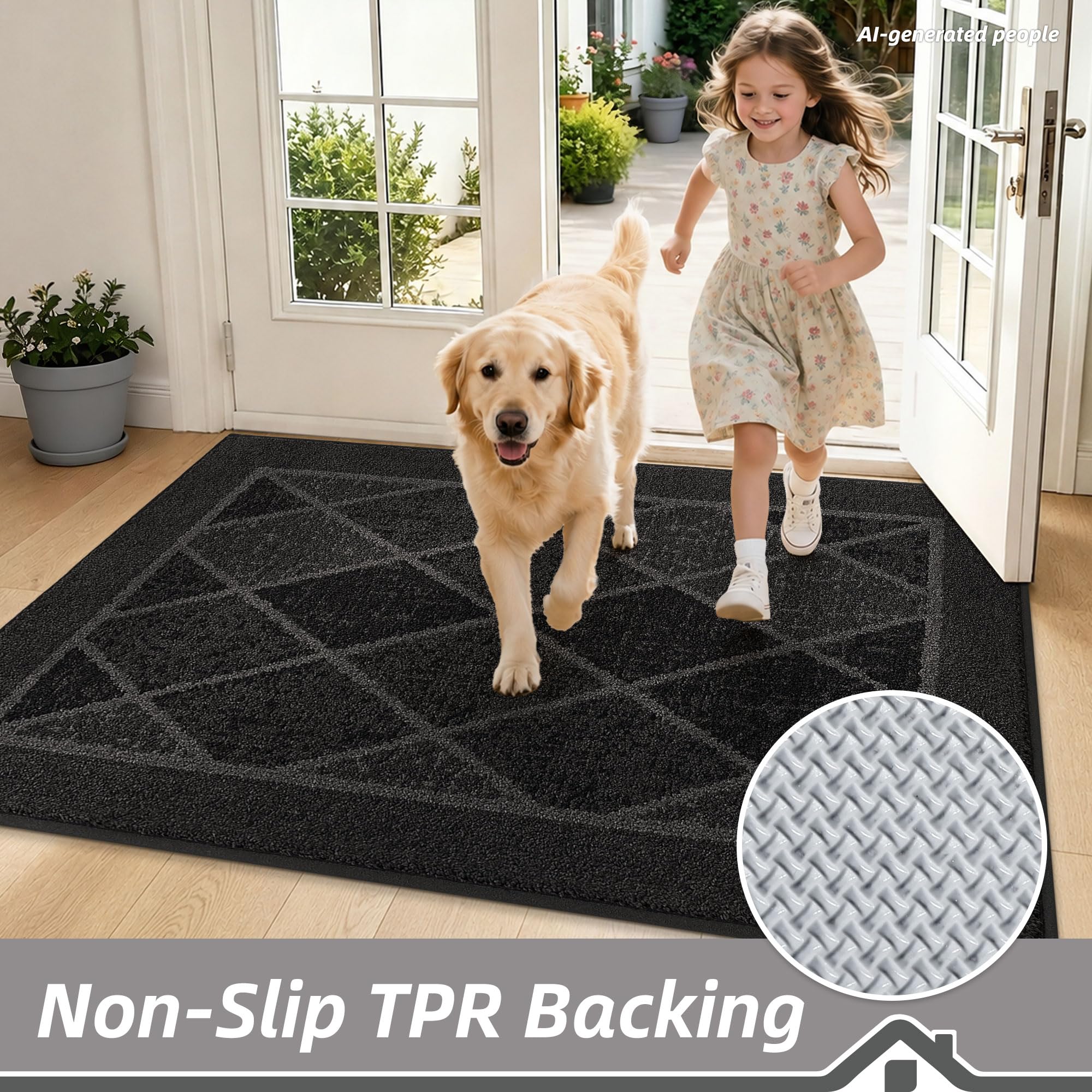 Non-slip backing of BEQHAUSE Dirt Trapper Door Mat