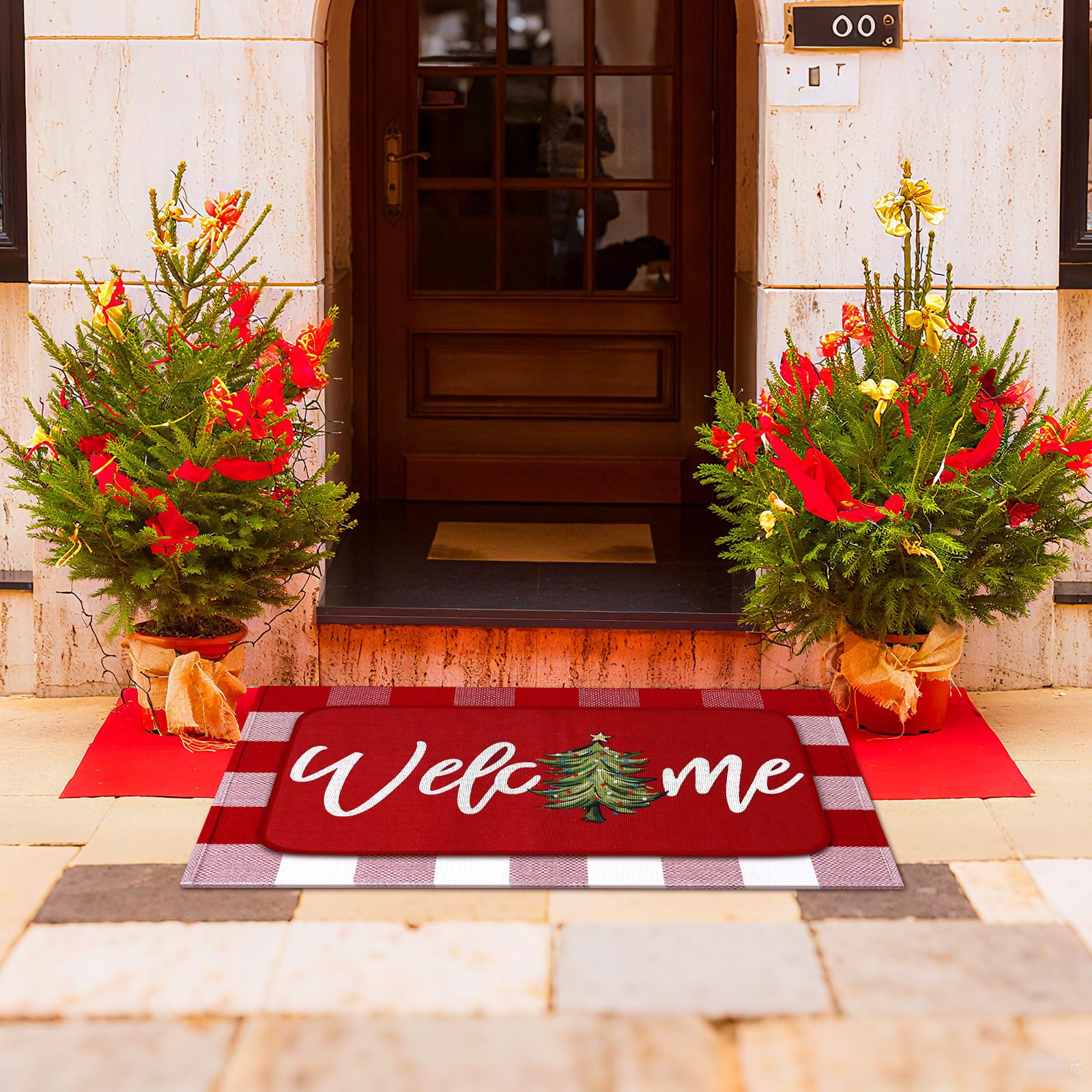 Non-slip rubber backing of Tinideya doormat