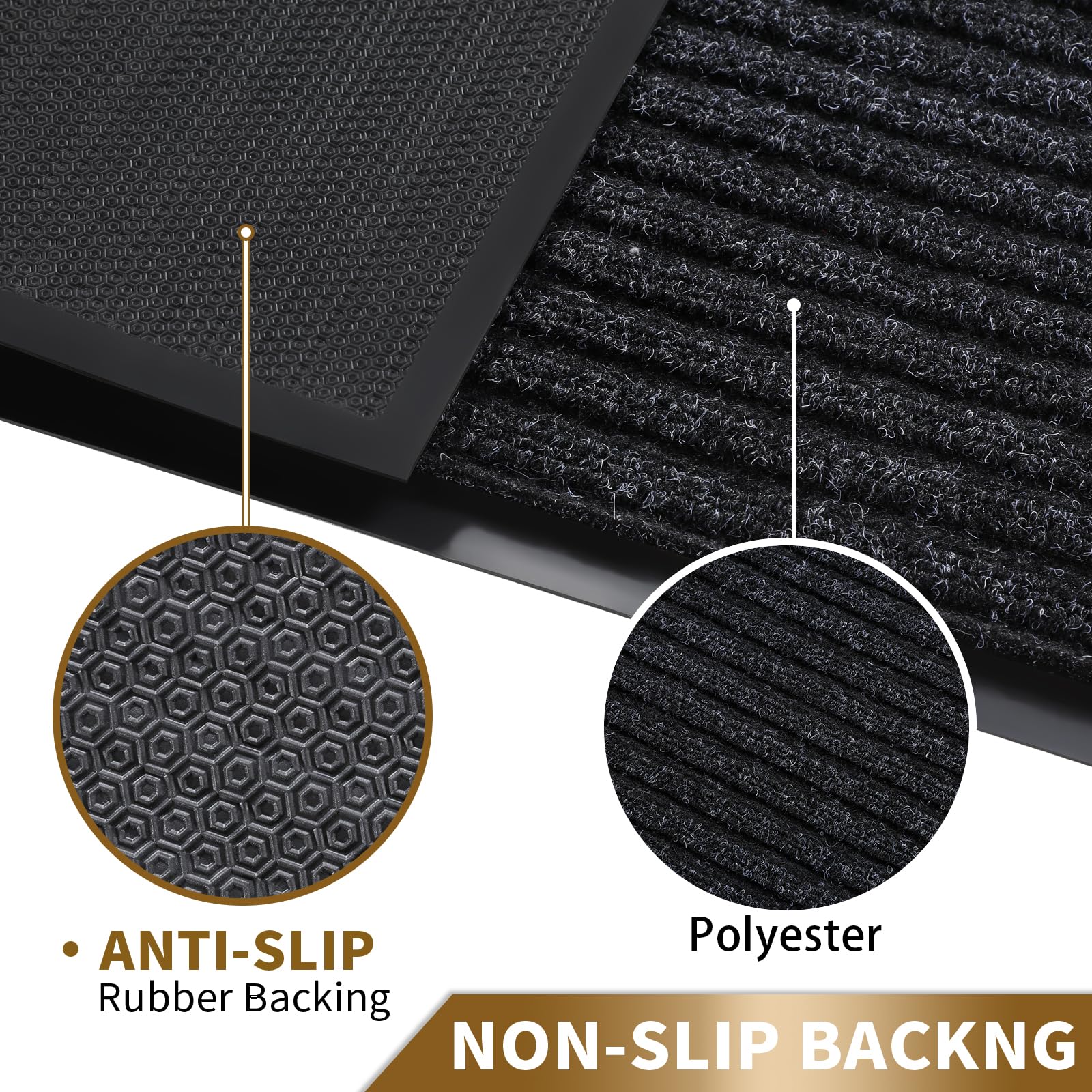 Non-slip rubber backing of Yimobra doormat