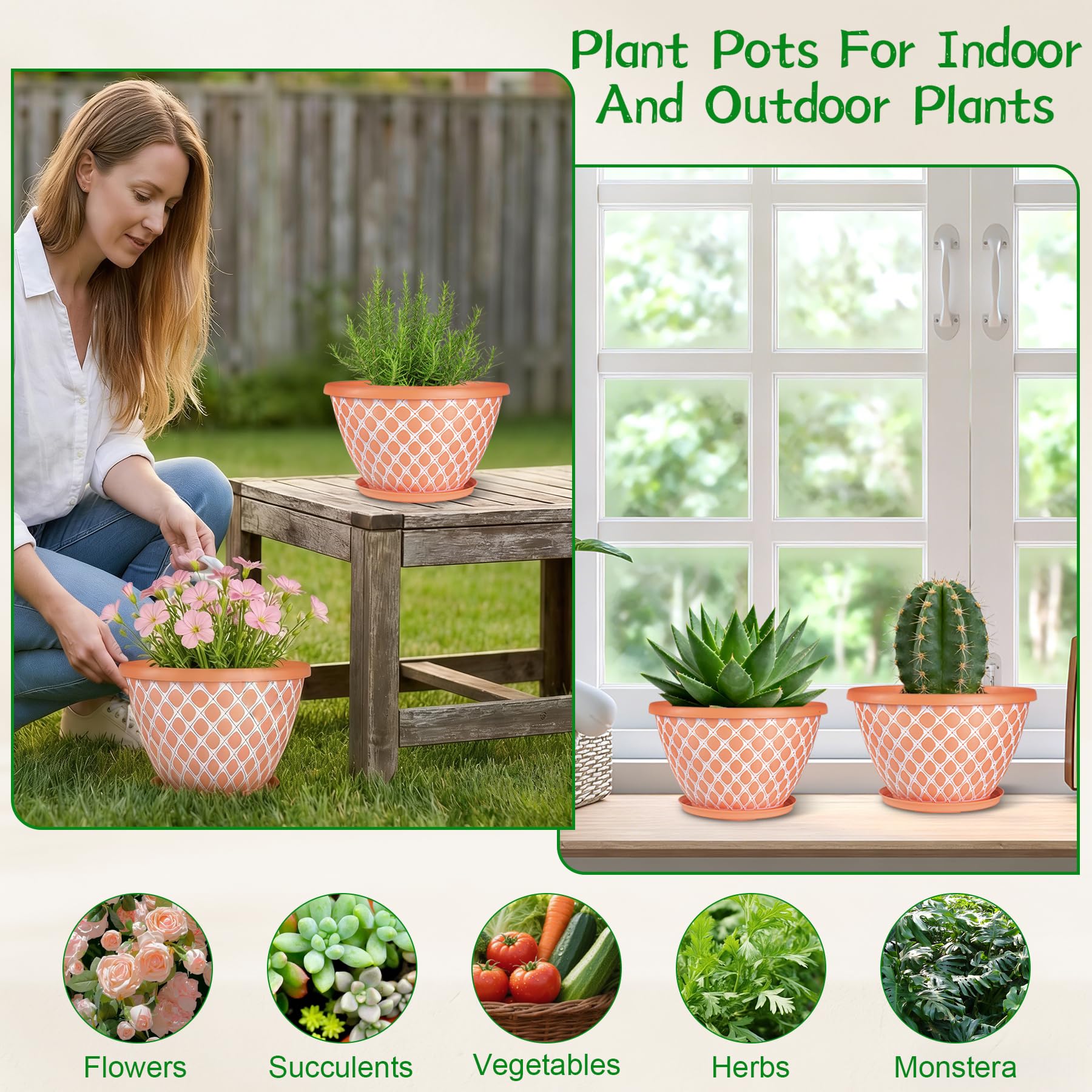 Nooulap 10 Inch flower pot showcasing vibrant orange colour