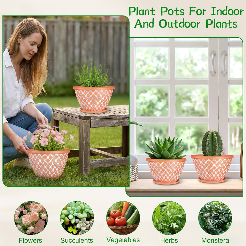 Nooulap 10 Inch flower pot showcasing vibrant orange colour