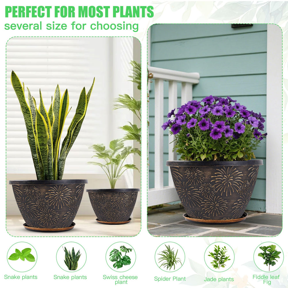 Nooulap 10 inch plant pot on a windowsill