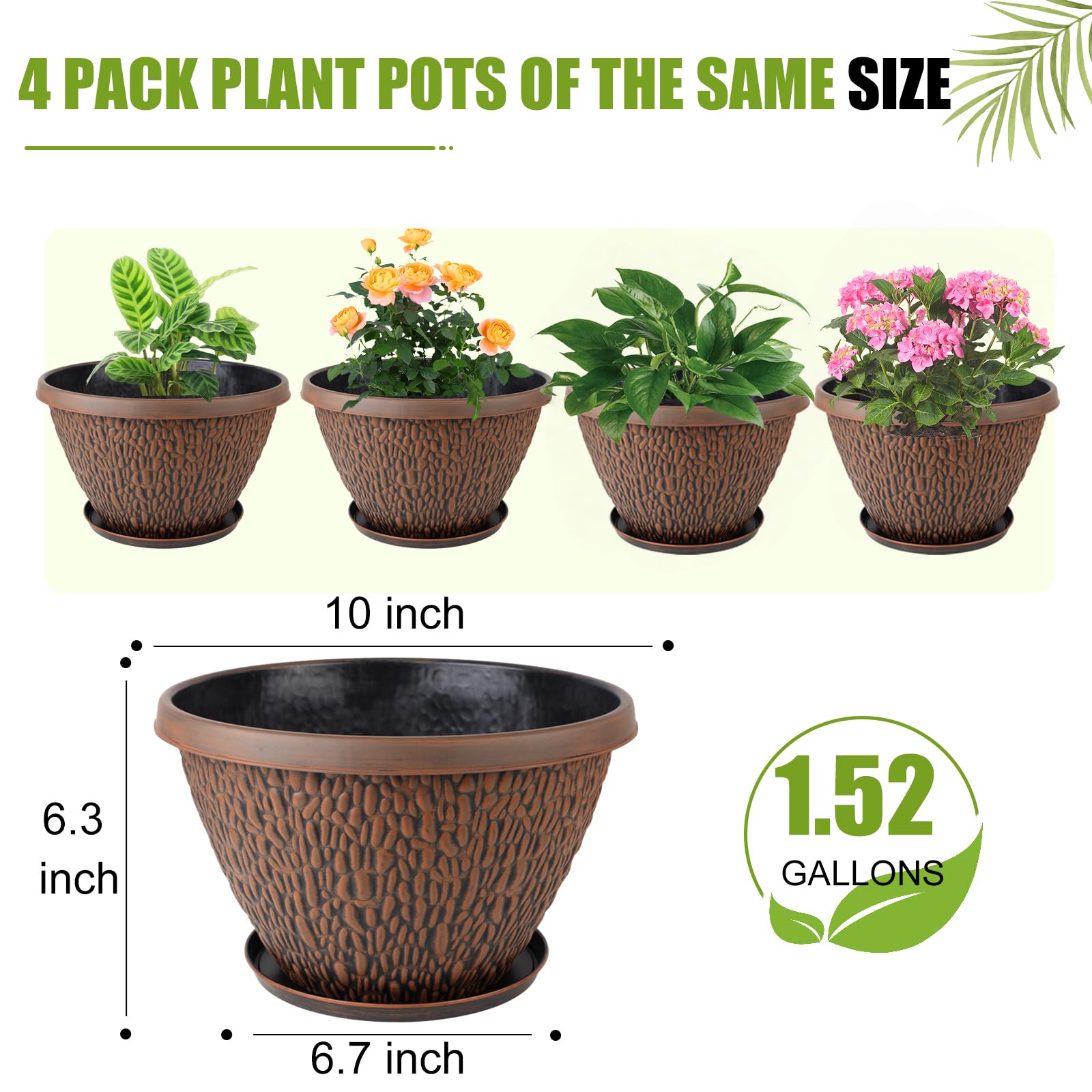 Nooulap 10 inch planter with flowers on a balcony