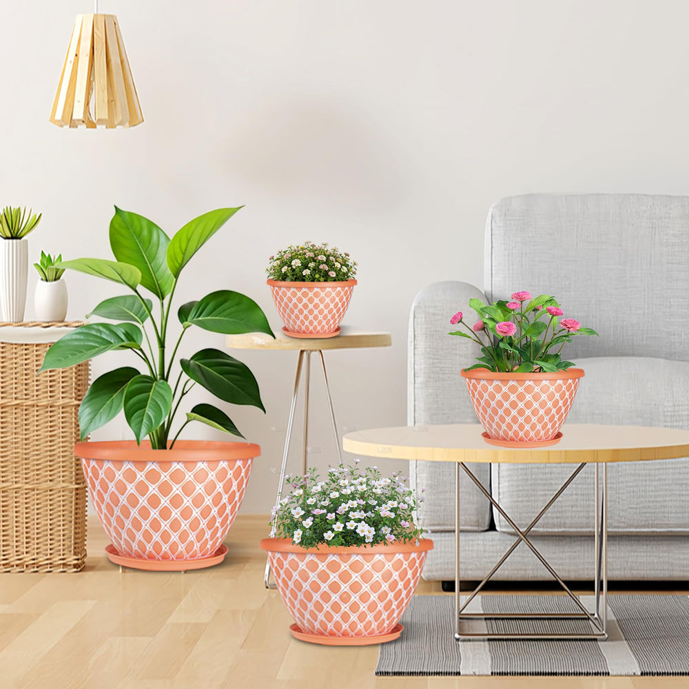 Nooulap 10 Inch plastic flower pot with indoor plant