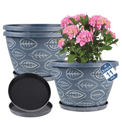 Nooulap 11-inch blue flower pot set front view