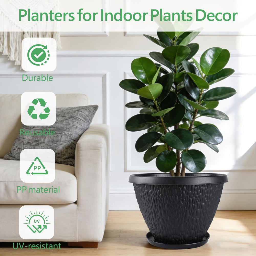 Nooulap 12-inch plant pot displaying capacity and dimensions