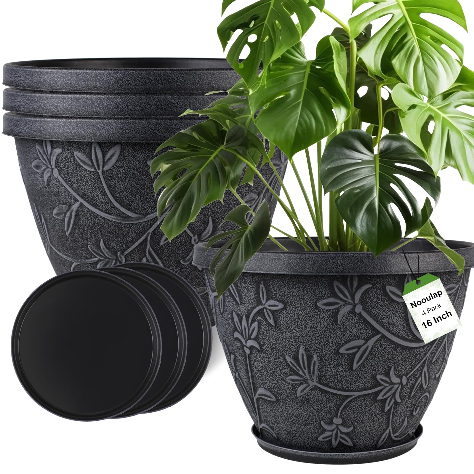 Nooulap 16 inch Imitation Magnolia Plant Pot front view
