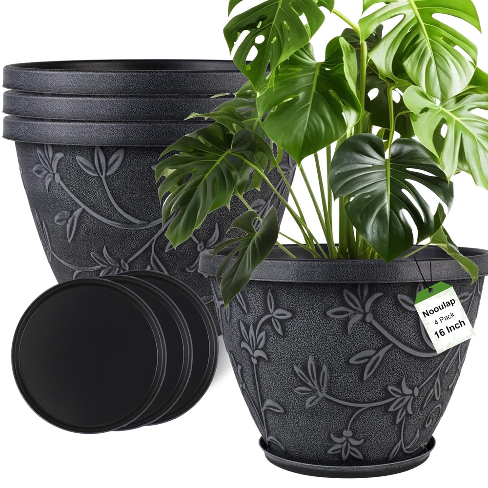 Nooulap 16 inch Imitation Magnolia Plant Pot front view