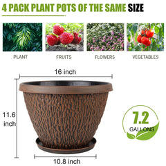 Nooulap 16 Inch Outdoor Plant Pot with tray included