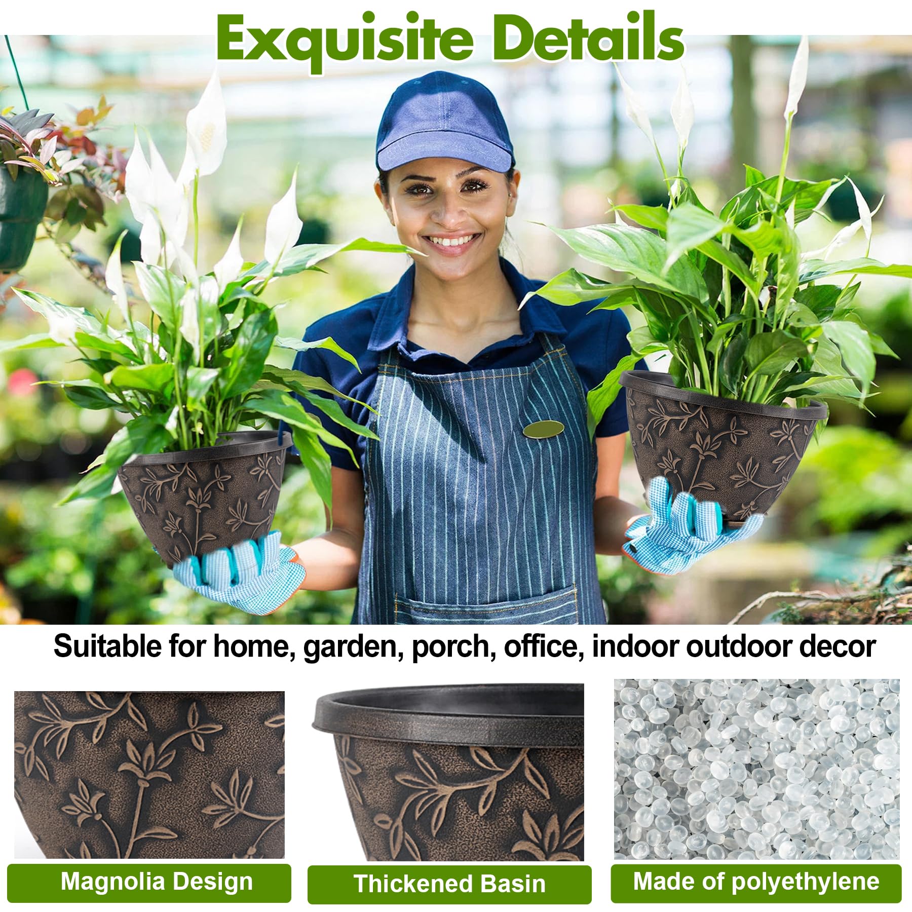 Nooulap 8 Inch Plant Pot displayed with indoor plants