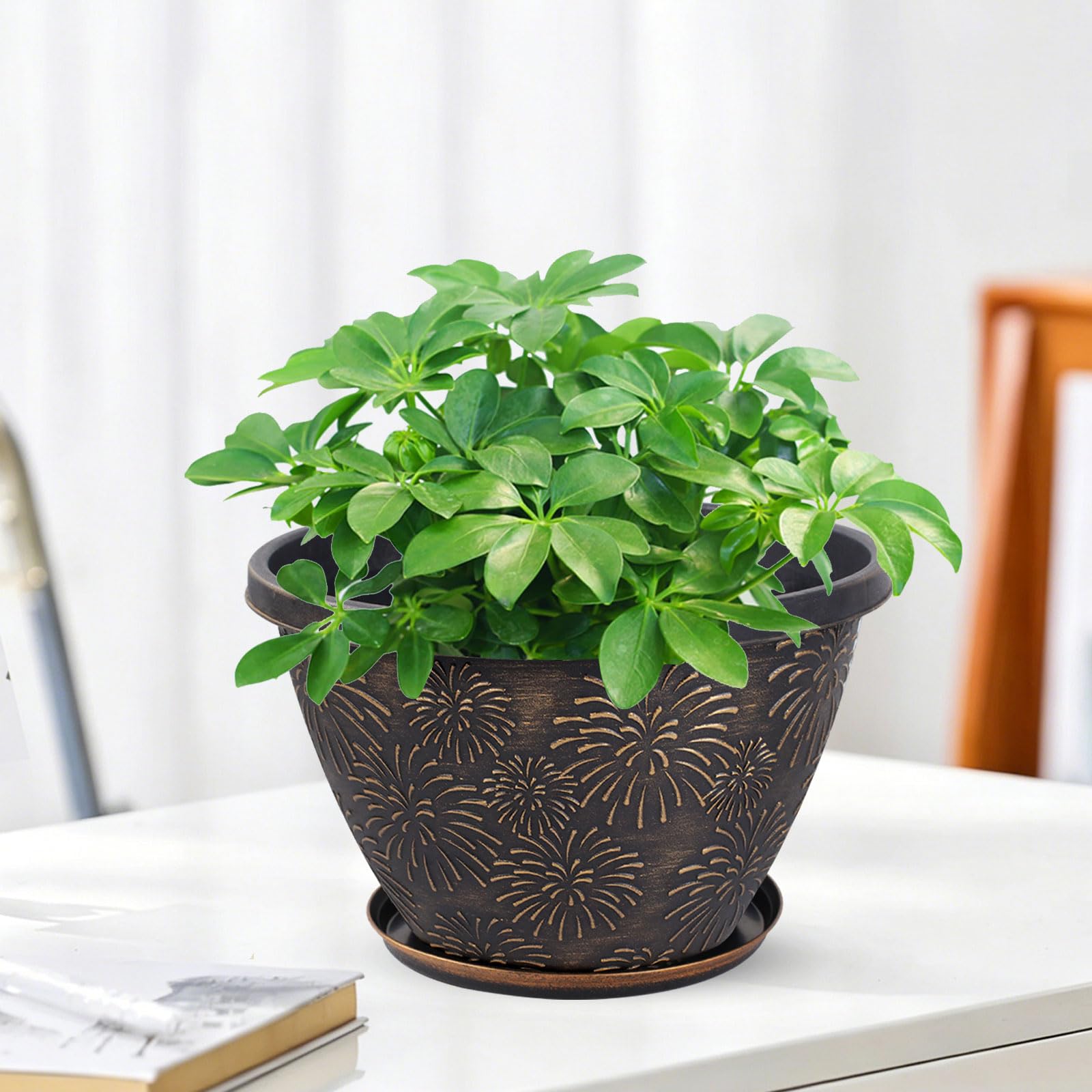 Nooulap 8 inch plant pot with saucer included