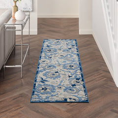 Nourison Aloha Blue Grey Area Rug side view showing texture