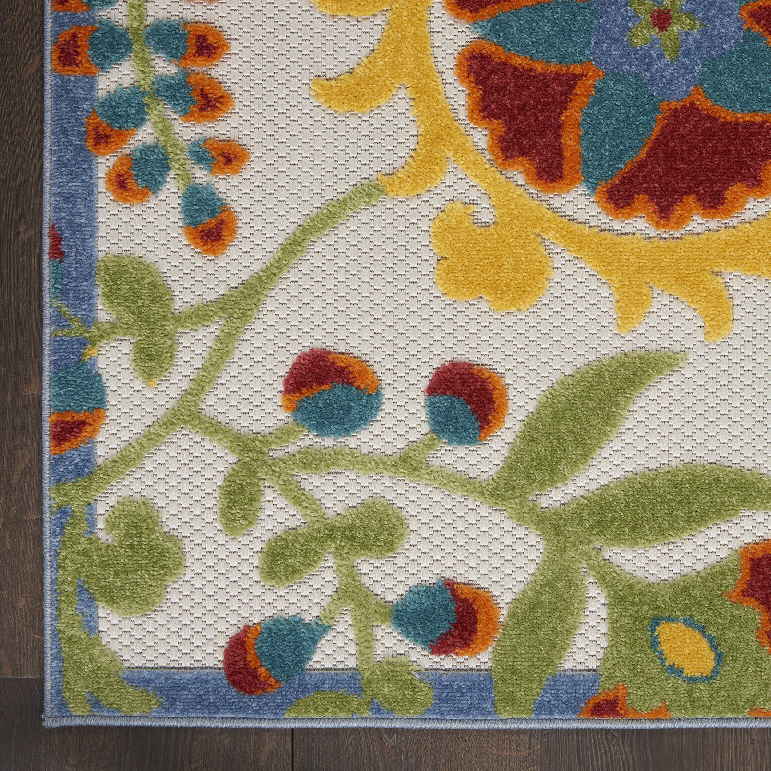 Nourison Aloha Ivory Multicolor Rug showing floral design