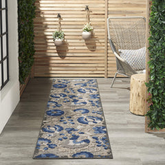 Nourison Aloha Natural Blue Area Rug front view, 2'3" x 12'
