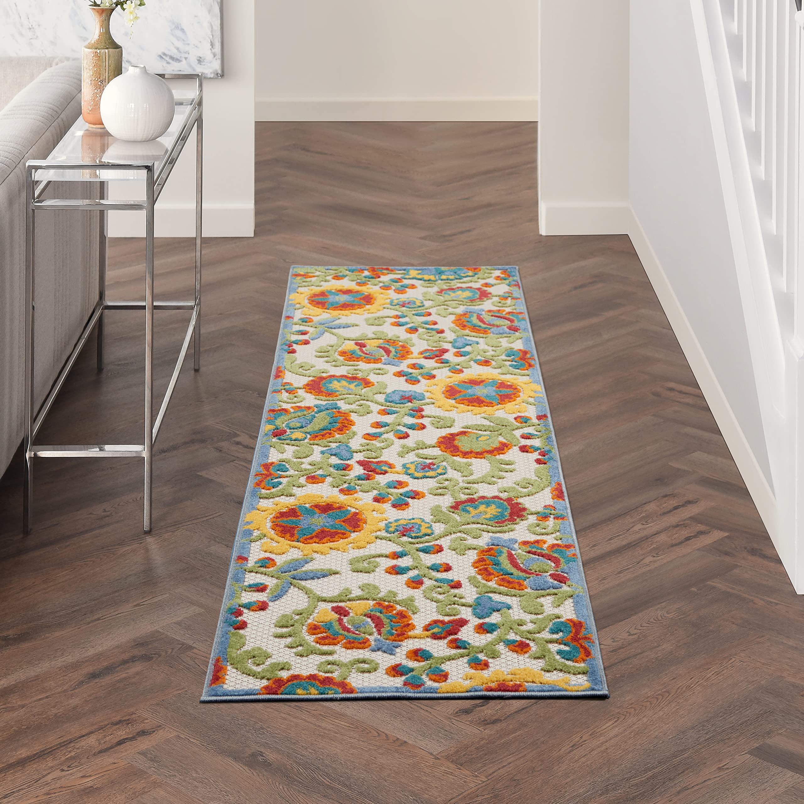 Nourison Aloha Outdoor Rug in a patio setting