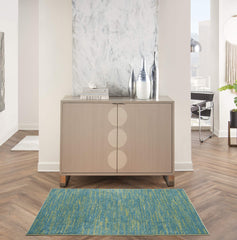 Nourison Essentials Blue Green 3' x 5' area rug front view