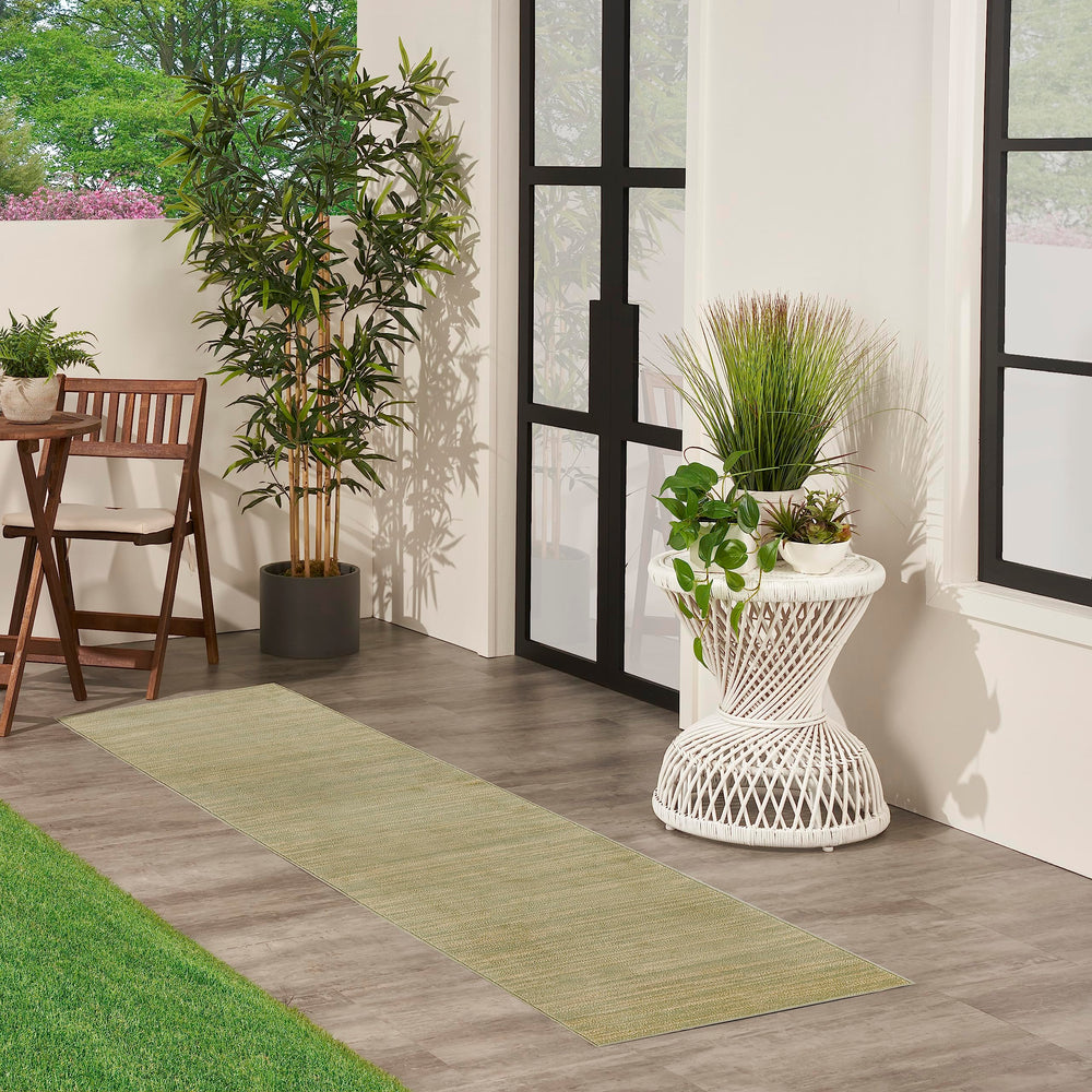 Nourison Essentials Green Gold Outdoor Rug side view