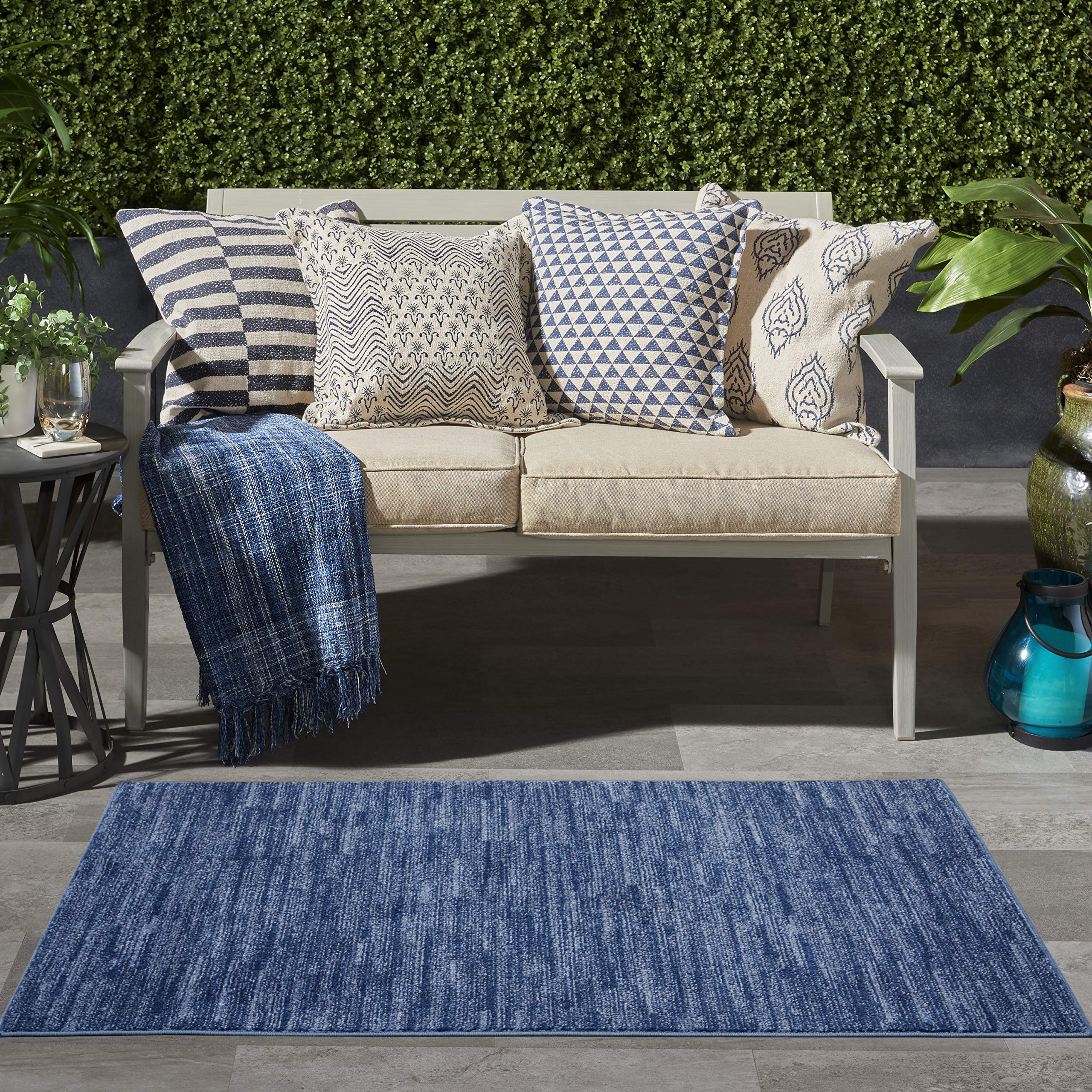 Nourison Essentials Navy Blue Area Rug 3' x 5' corner detail