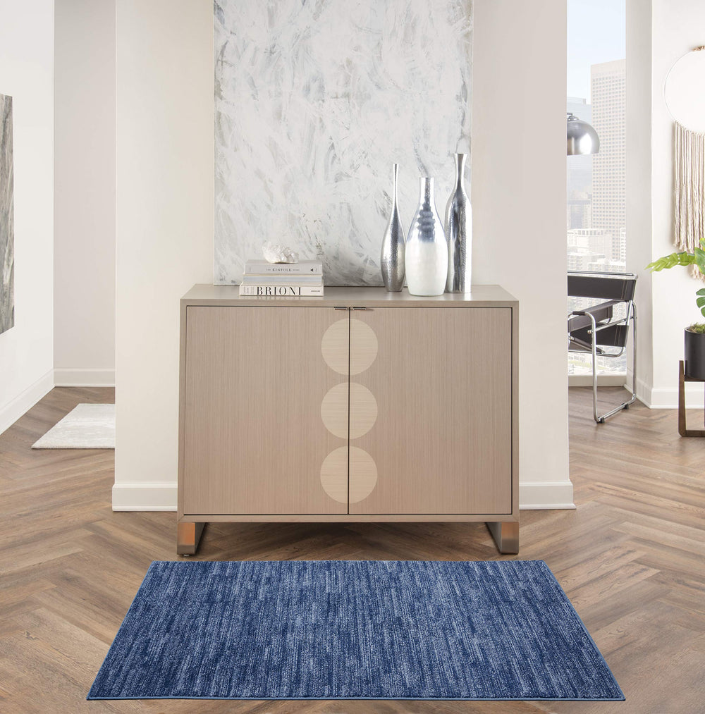 Nourison Essentials Navy Blue Area Rug 3' x 5' front view