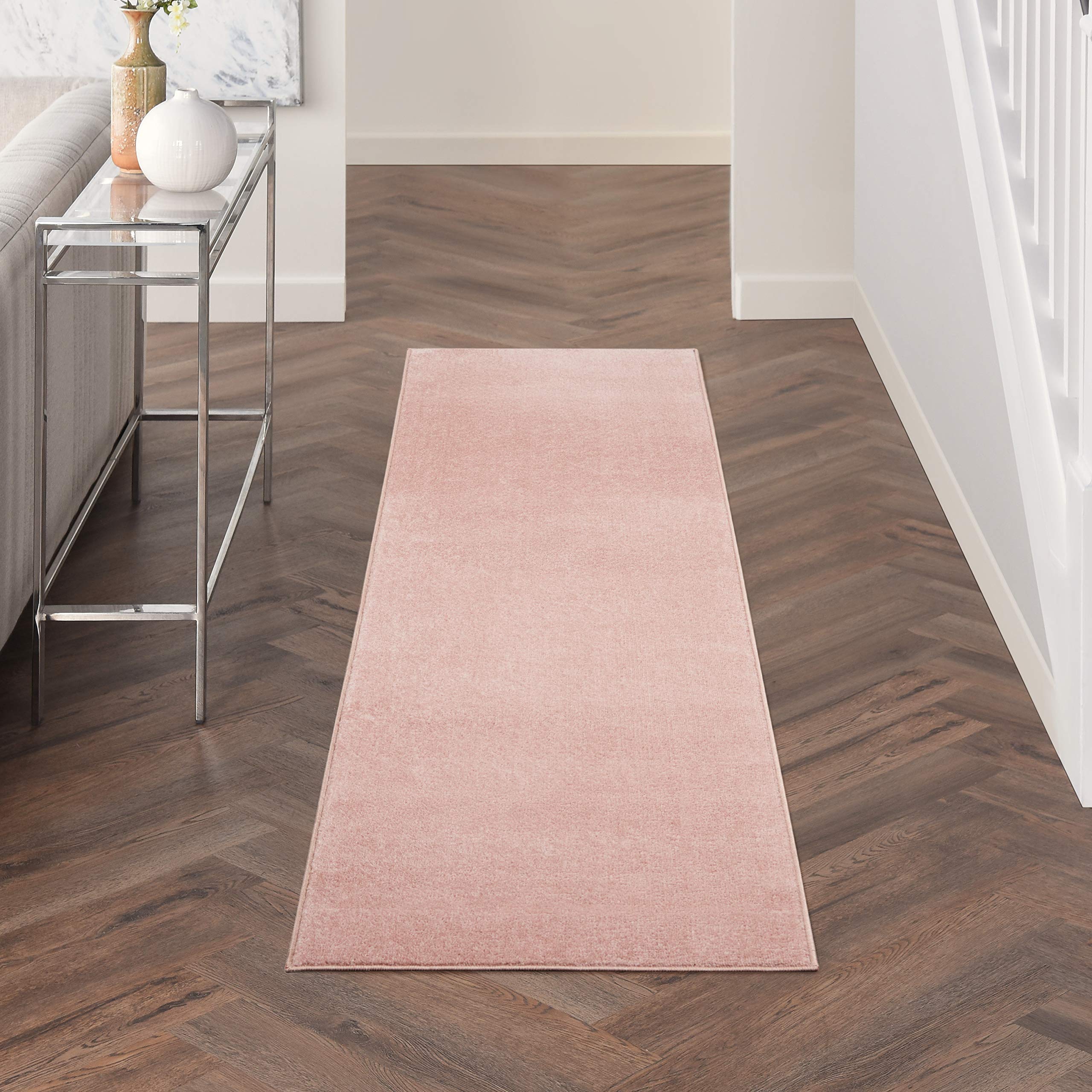 Nourison Essentials Pink Outdoor Rug 2'2" x 10' front view