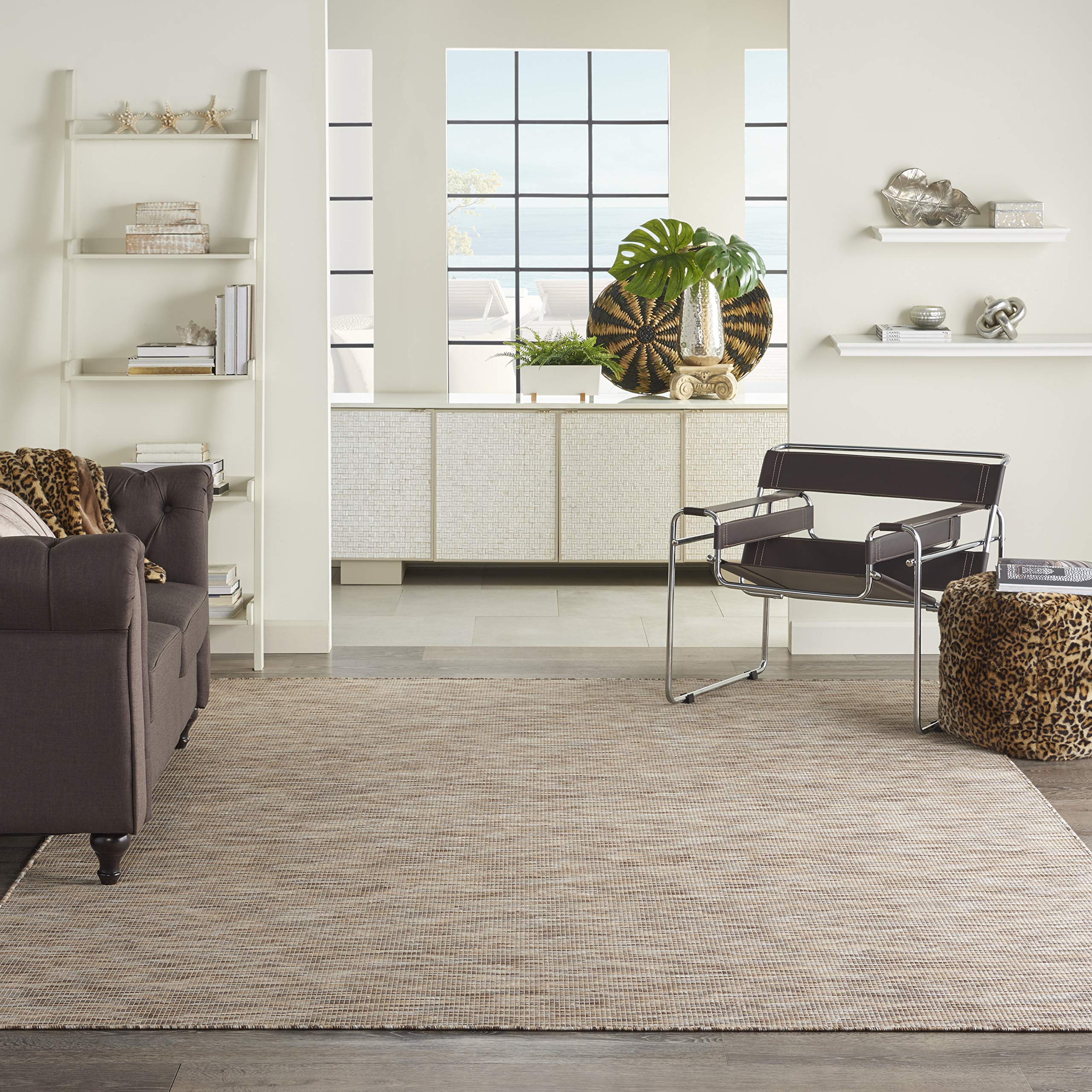 Nourison Positano beige 2'2" x 12' runner rug front view
