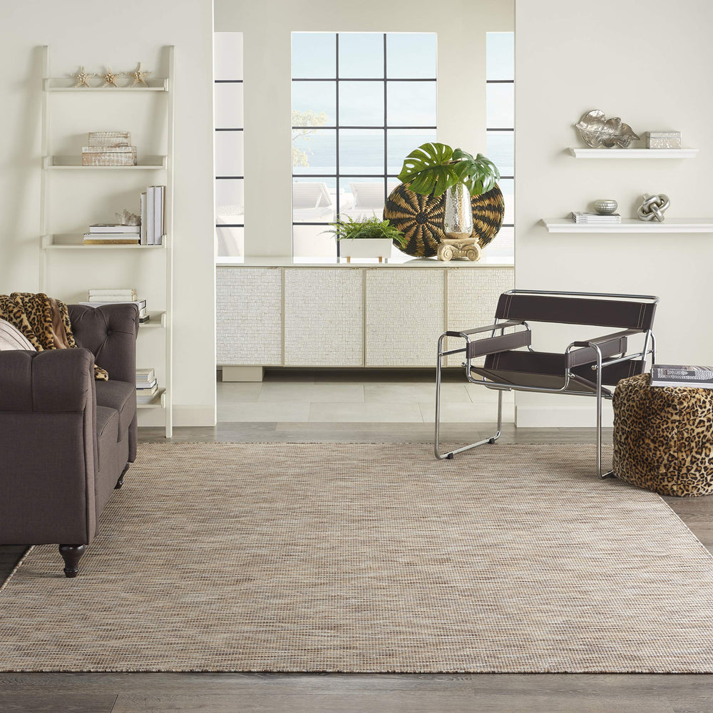 Nourison Positano beige 2'2" x 12' runner rug front view