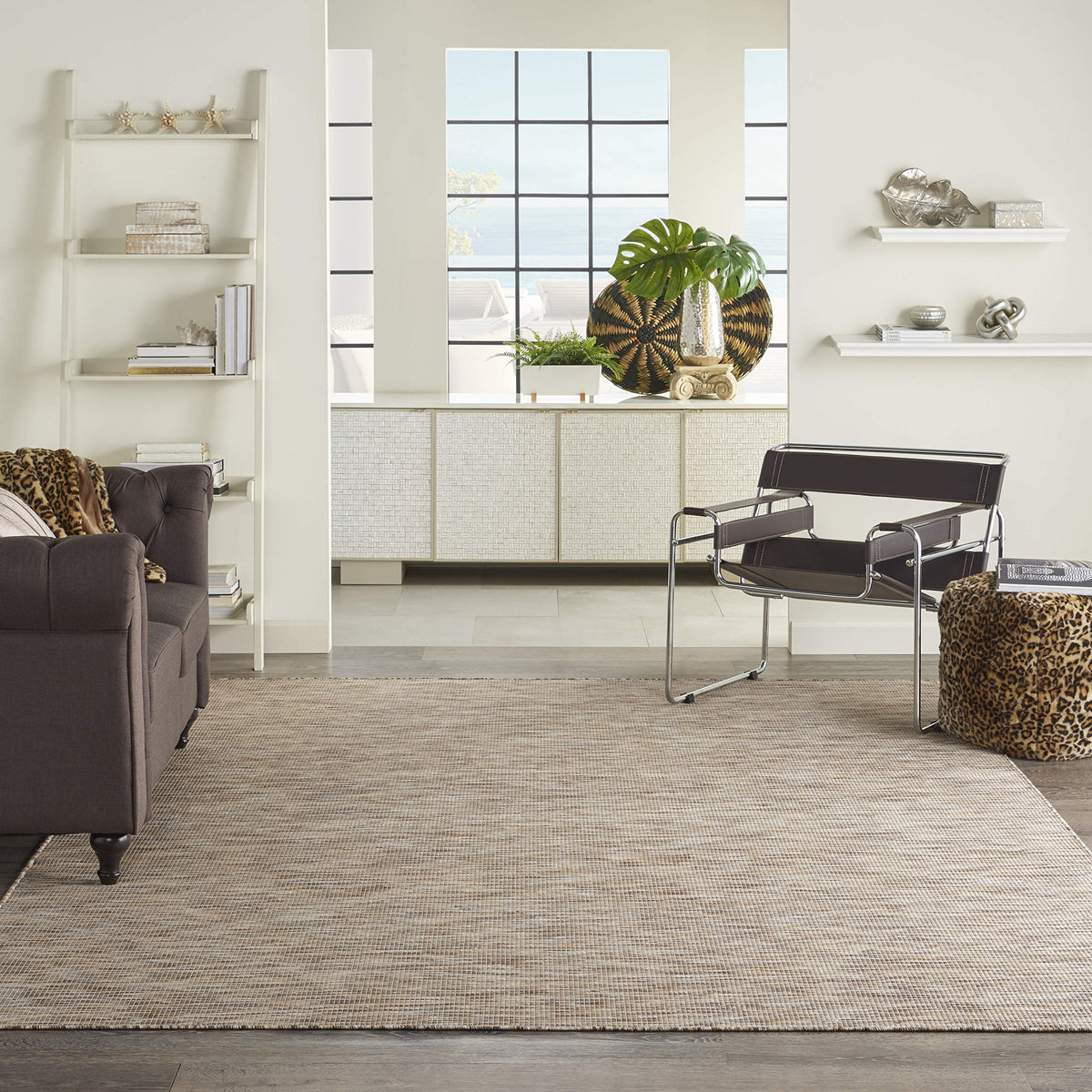 Nourison Positano beige 2'2" x 12' runner rug front view